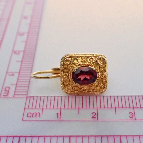 Genuine Faceted Garnet Drop Earrings - Picture 5 of 7